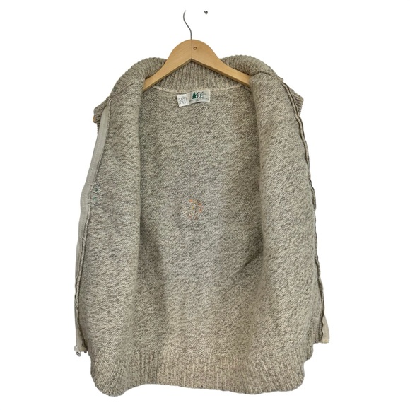 REI Vintage Wool Hippie Vest Zip Front Hand-Sewn On Fabric & Trim  Size Small - Picture 9 of 11